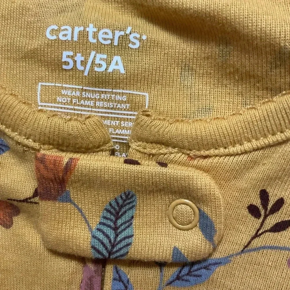 Carter's Toddler 1-Piece Mustard Floral 100% Snug Fit Cotton Footie Pajamas.